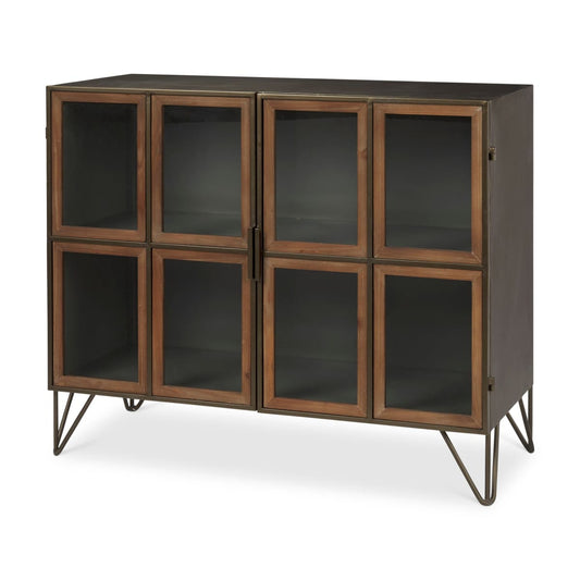 Pandora Accent Cabinet Brass Metal | Red Wood - acc-chest-cabinets