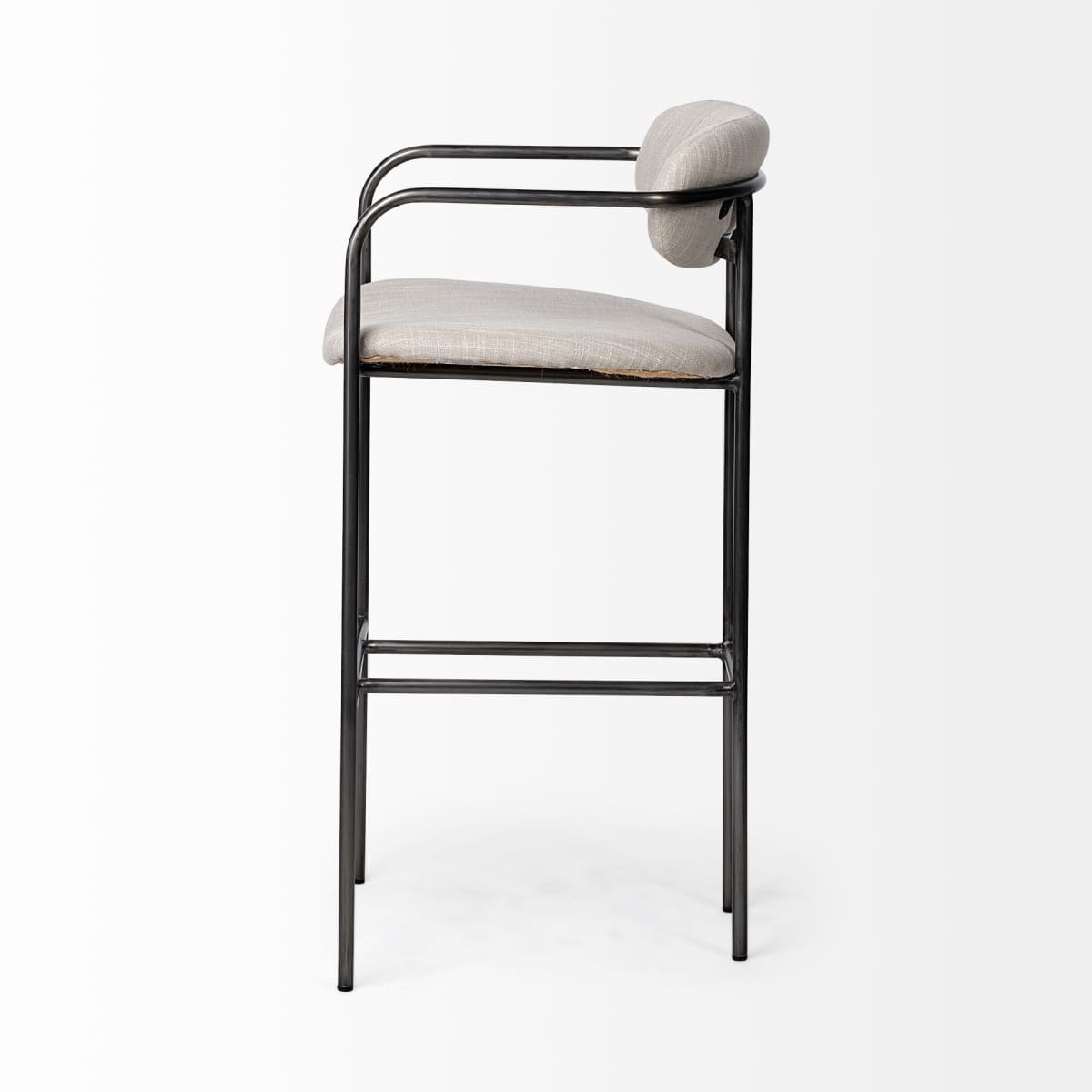 Parker Bar Counter Stool Beige Fabric | Grey Metal | Bar - bar-stools