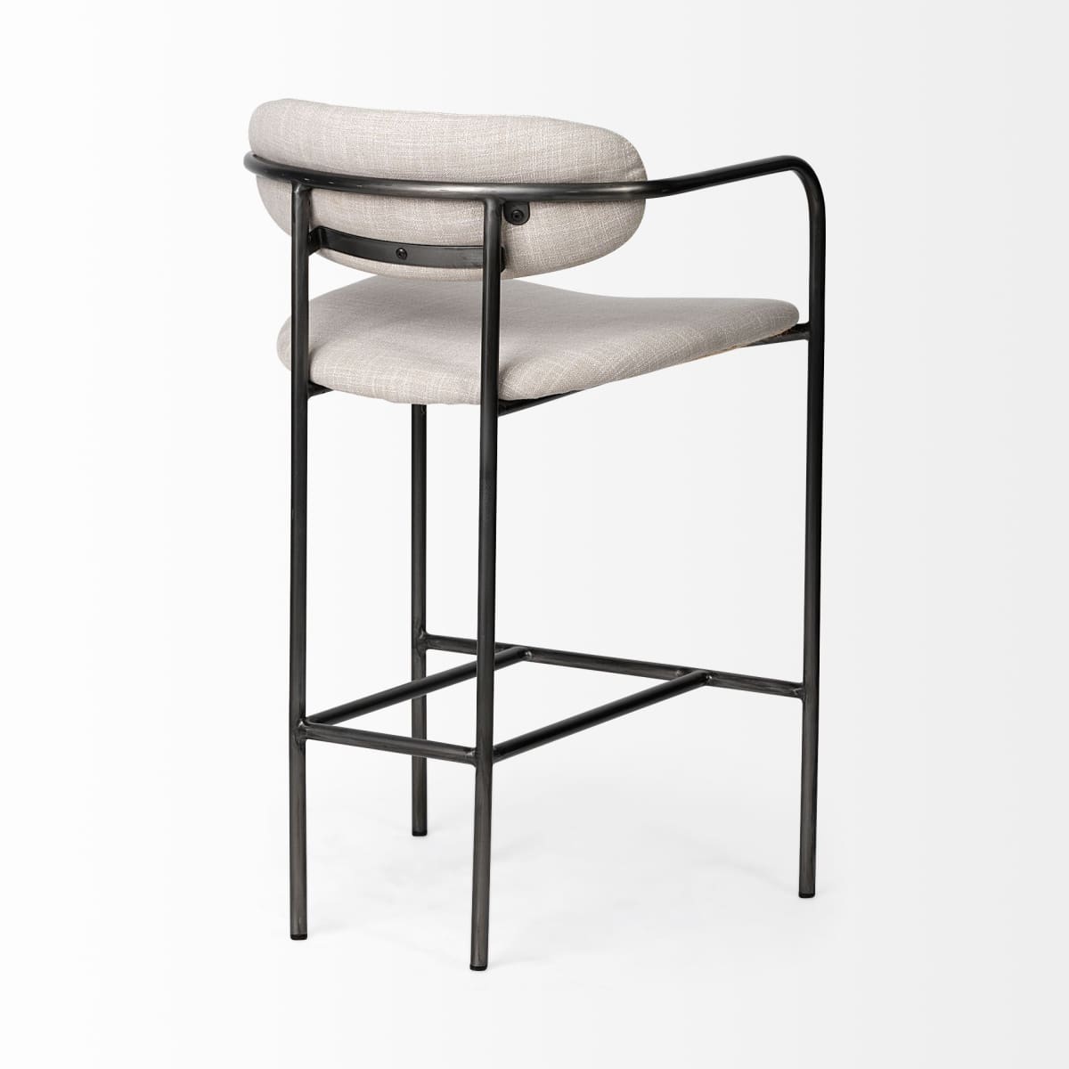 Parker Bar Counter Stool Beige Fabric | Grey Metal | Counter - bar-stools