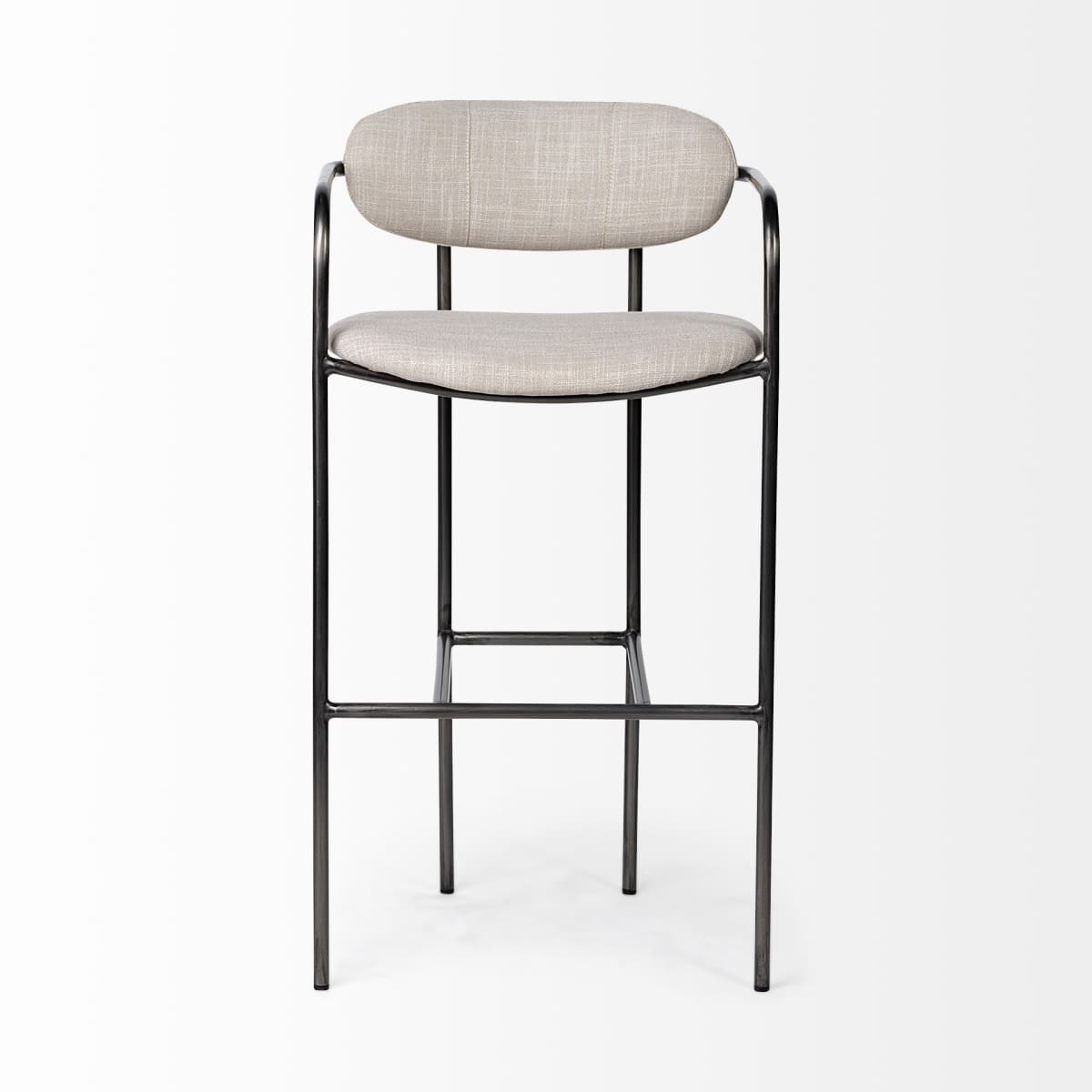 Parker Bar Counter Stool Beige Fabric | Grey Metal | Bar - bar-stools