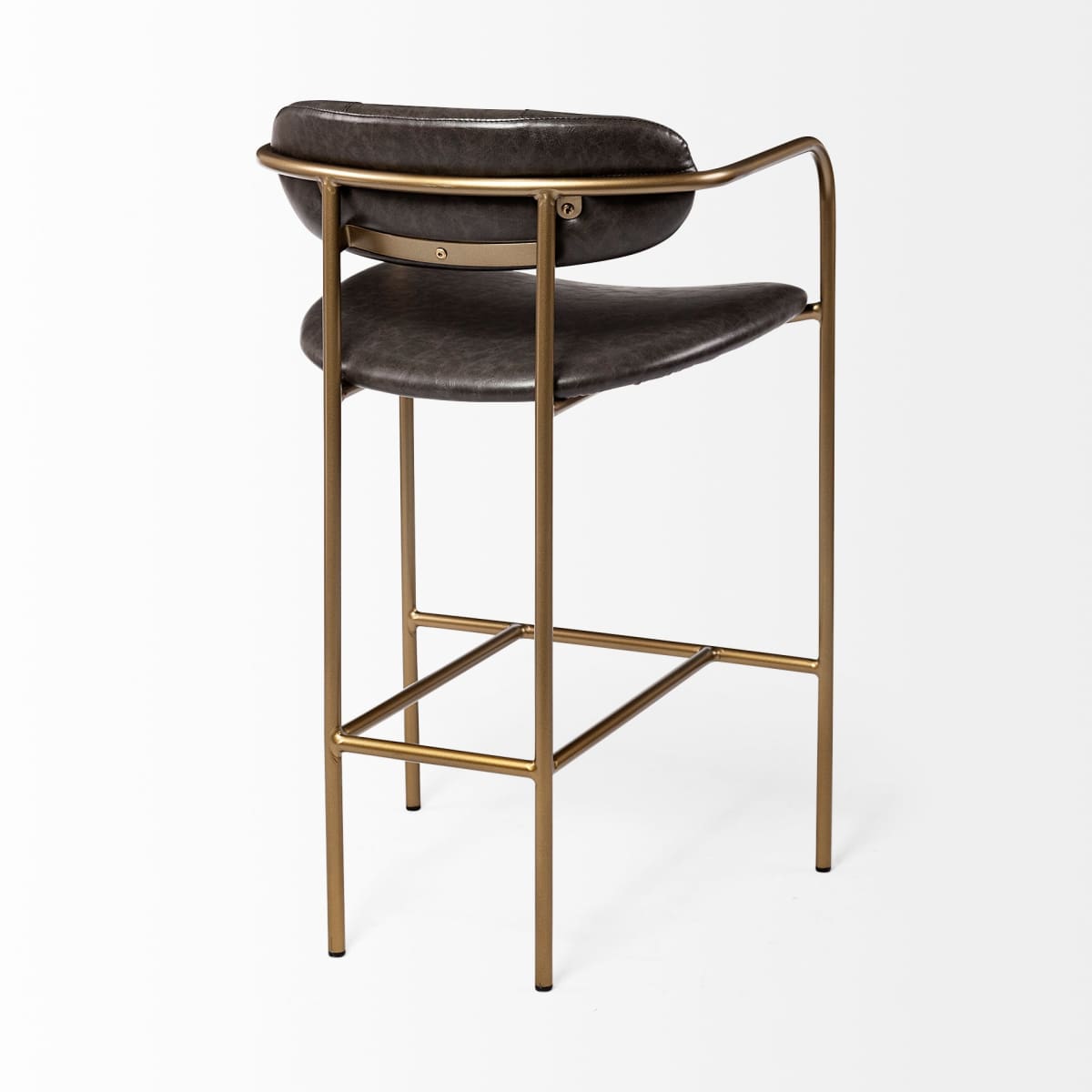 Parker Bar Counter Stool Brown Faux Leather | Gold Metal | Counter - bar-stools