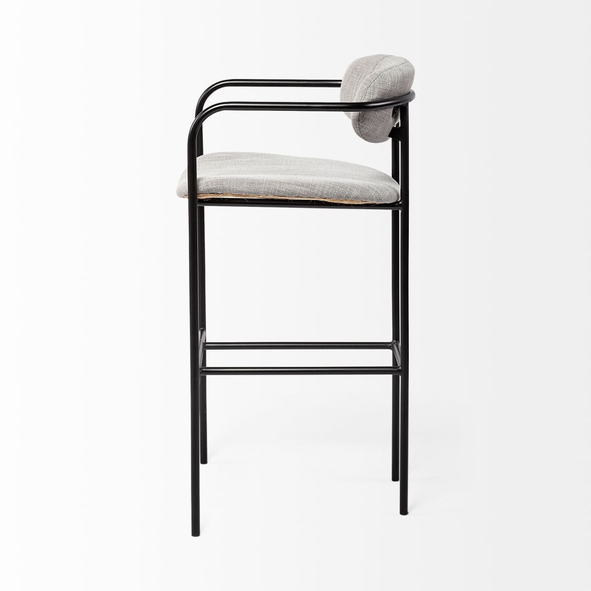 Parker Bar Counter Stool Gray Fabric | Black Metal | Bar - bar-stools