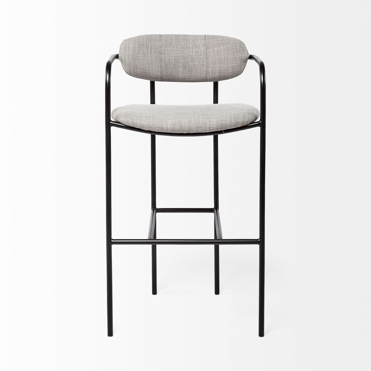 Parker Bar Counter Stool Gray Fabric | Black Metal | Bar - bar-stools