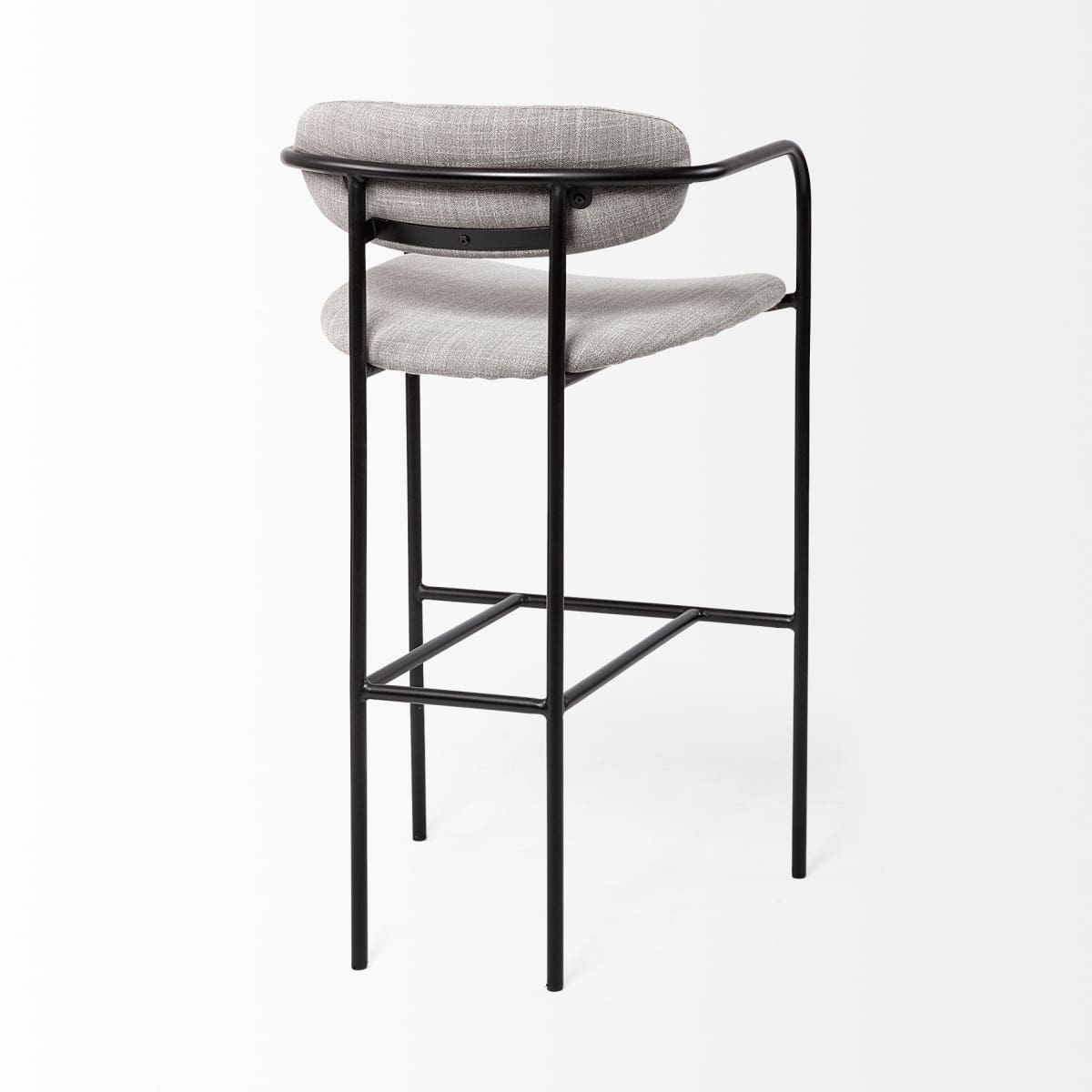Parker Bar Counter Stool Gray Fabric | Black Metal | Bar - bar-stools