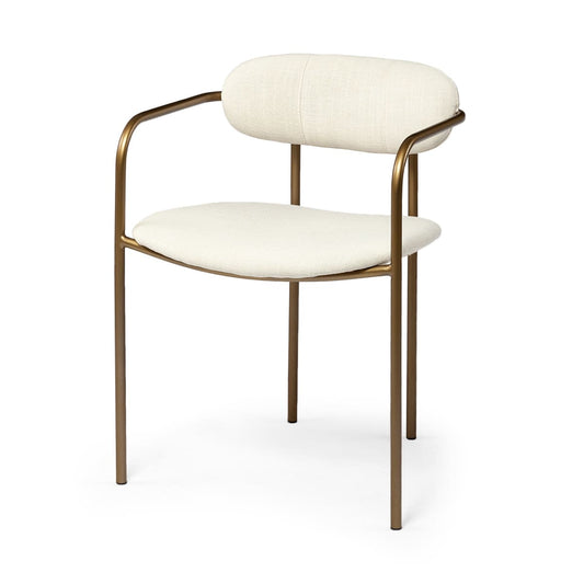 Parker Dining Chair Cream Fabric | Gold Metal - dining-chairs