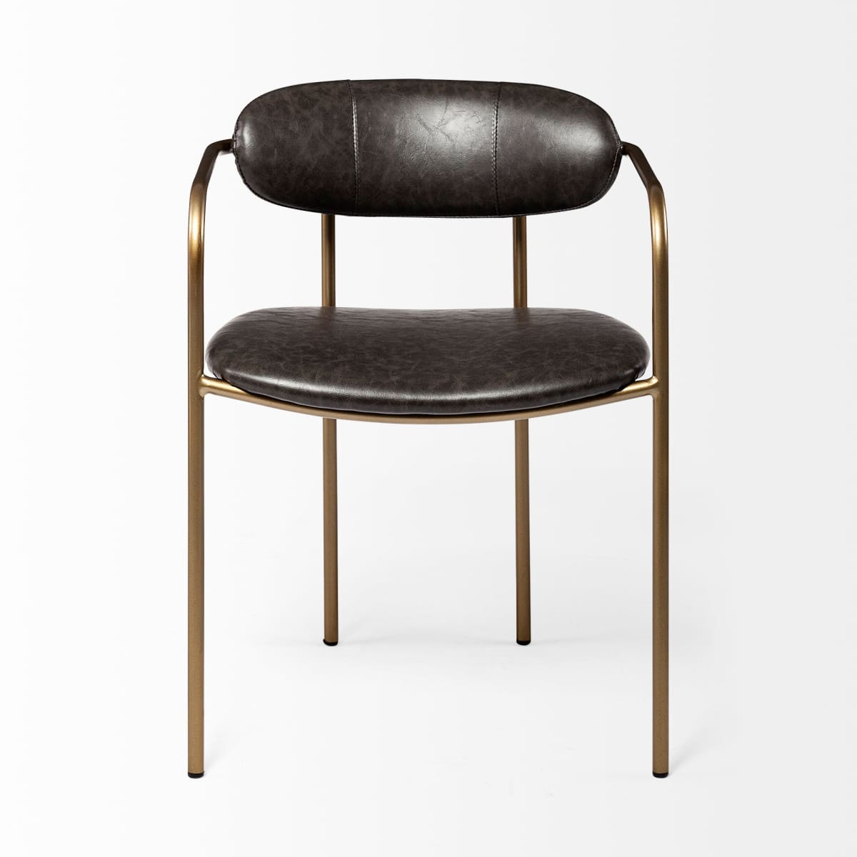 Parker Leather Dining Chair Brown Faux Leather | Gold Metal - dining-chairs