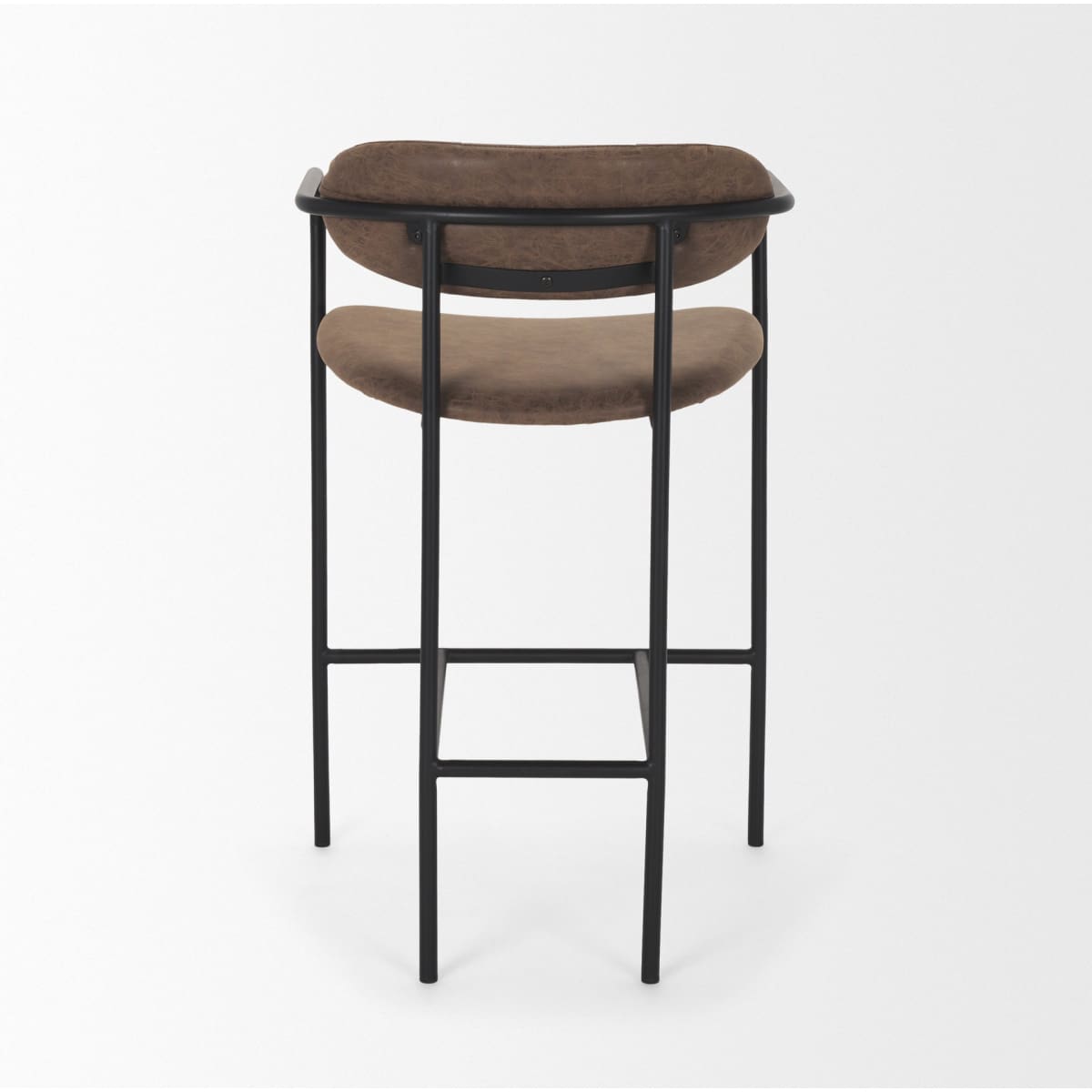 Parker Leather Seat Bar Counter Stool Black Metal | Brown Faux Leather - bar-stools