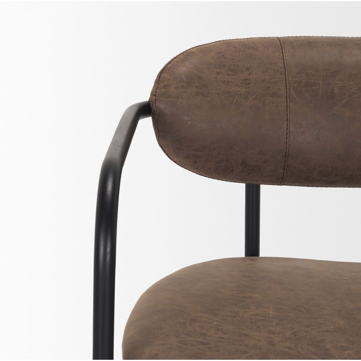 Parker Leather Seat Bar Counter Stool Black Metal | Brown Faux Leather - bar-stools