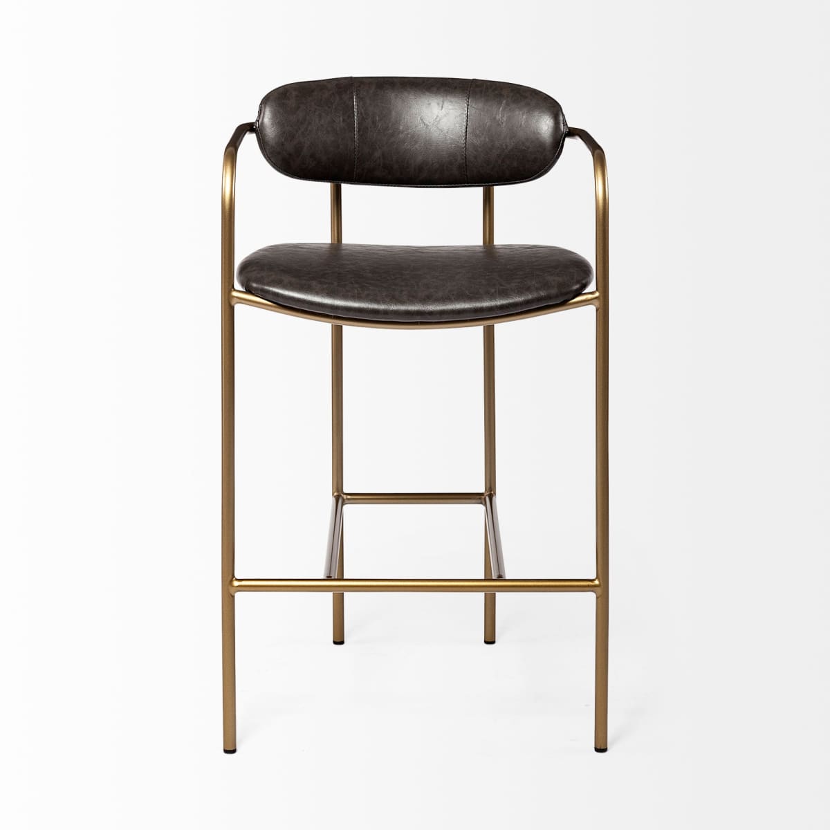 Parker Leather Seat Bar Counter Stool Brown Faux Leather | Gold Metal | Counter - bar-stools
