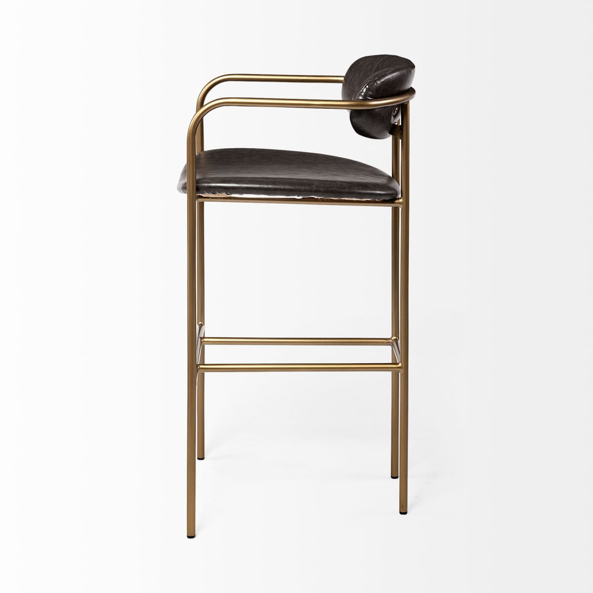 Parker Leather Seat Bar Counter Stool Brown Faux Leather | Gold Metal | Bar - bar-stools