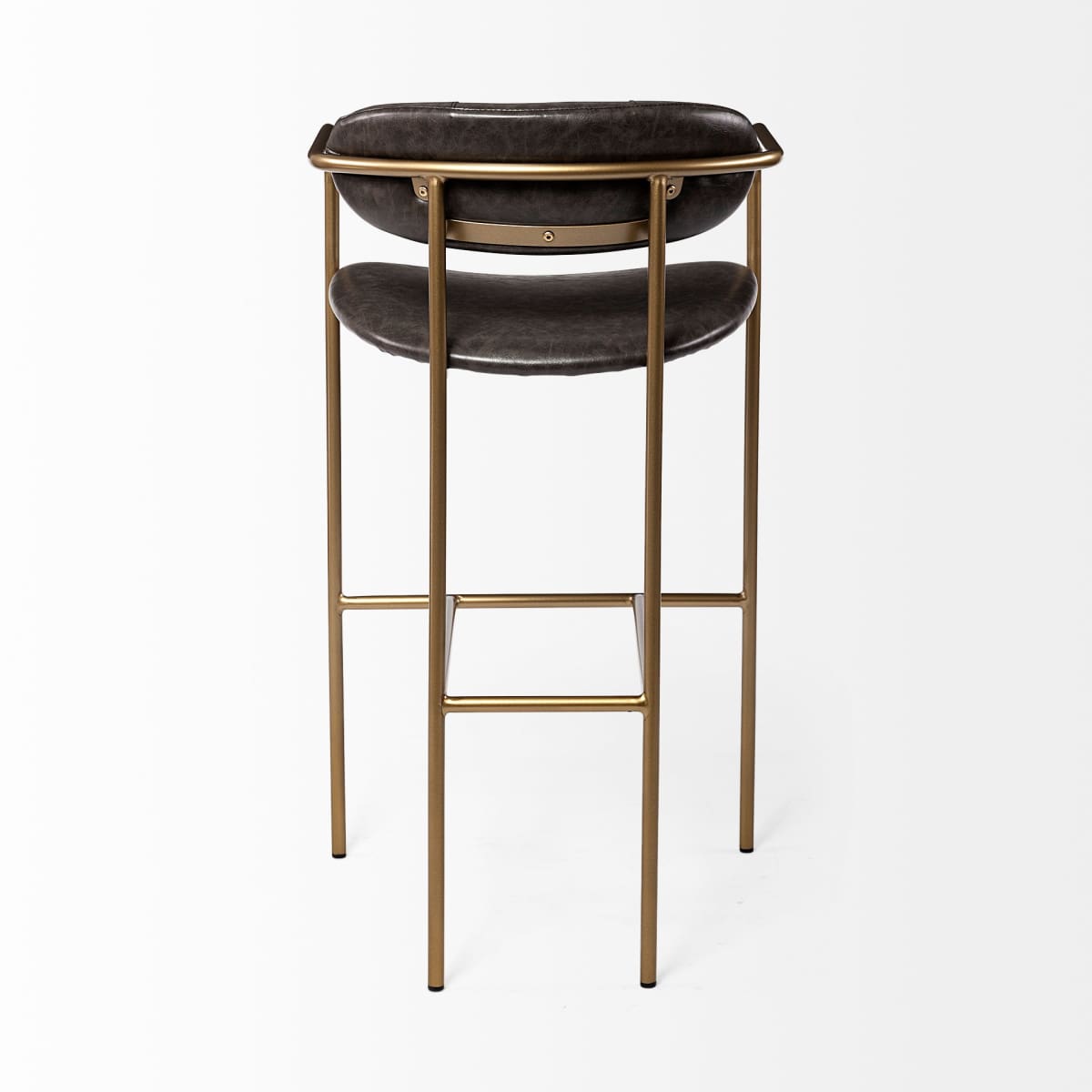 Parker Leather Seat Bar Counter Stool Brown Faux Leather | Gold Metal | Bar - bar-stools