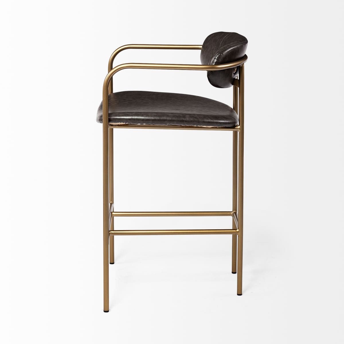 Parker Leather Seat Bar Counter Stool Brown Faux Leather | Gold Metal | Counter - bar-stools