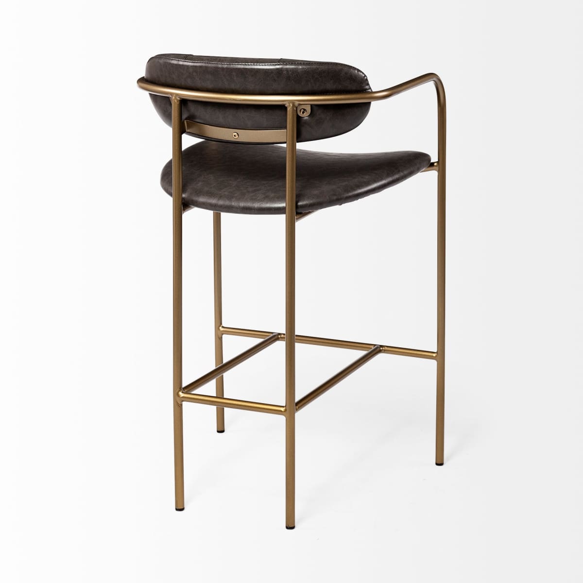Parker Leather Seat Bar Counter Stool Brown Faux Leather | Gold Metal | Counter - bar-stools