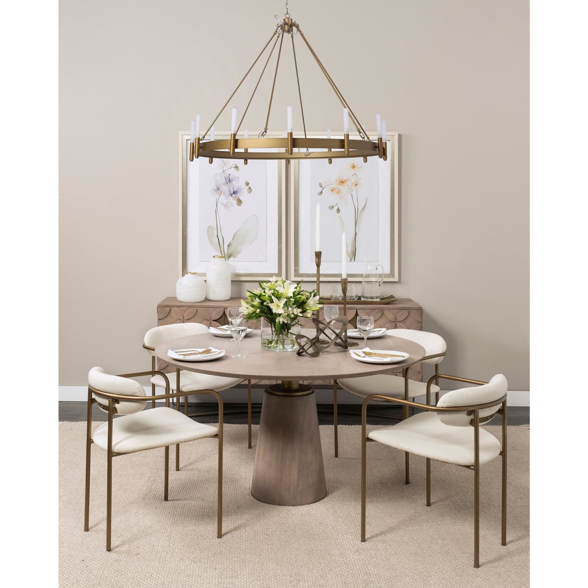 Parker Upholstered Dining Chair Cream Fabric | Gold Metal - dining-chairs
