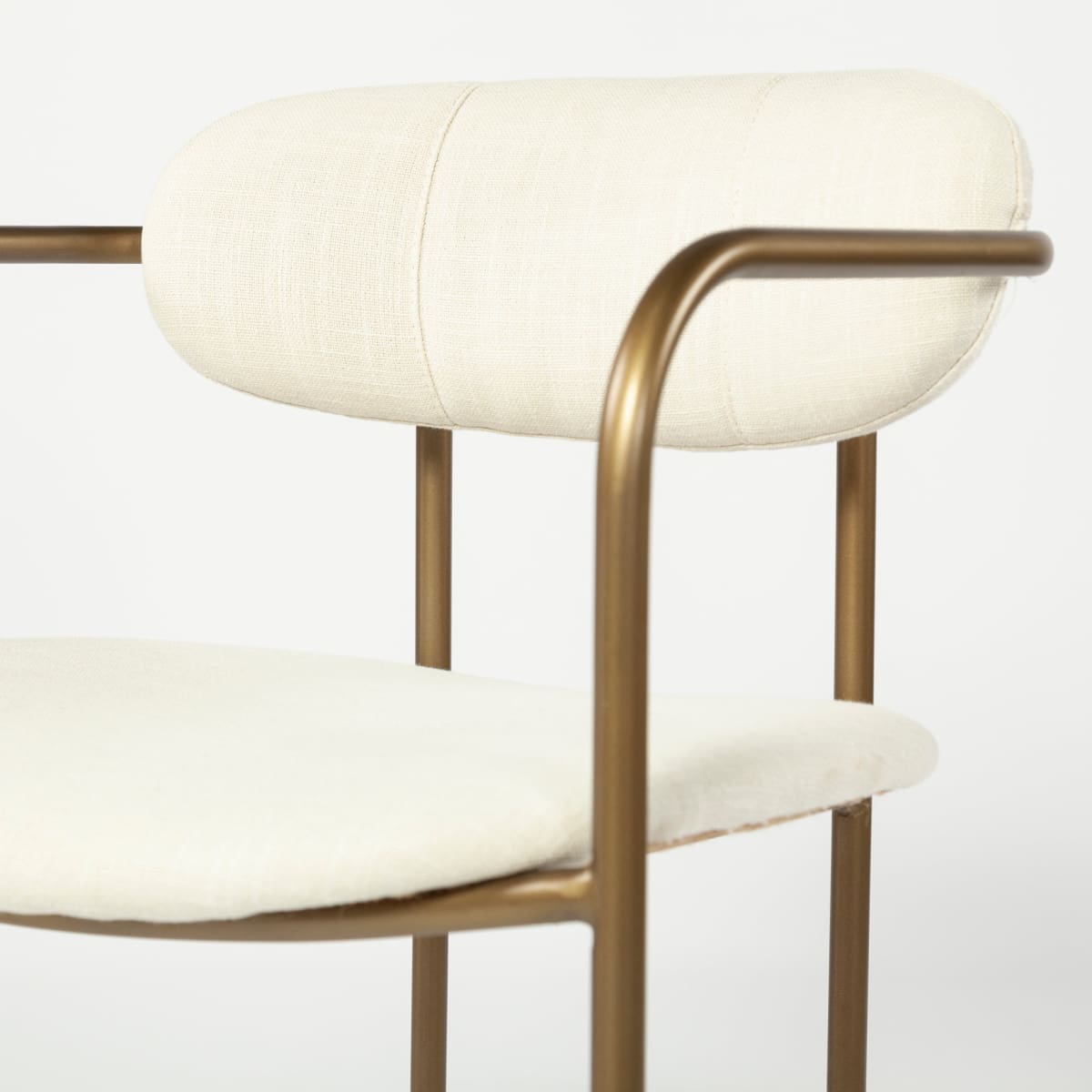 Parker Upholstered Dining Chair Cream Fabric | Gold Metal - dining-chairs