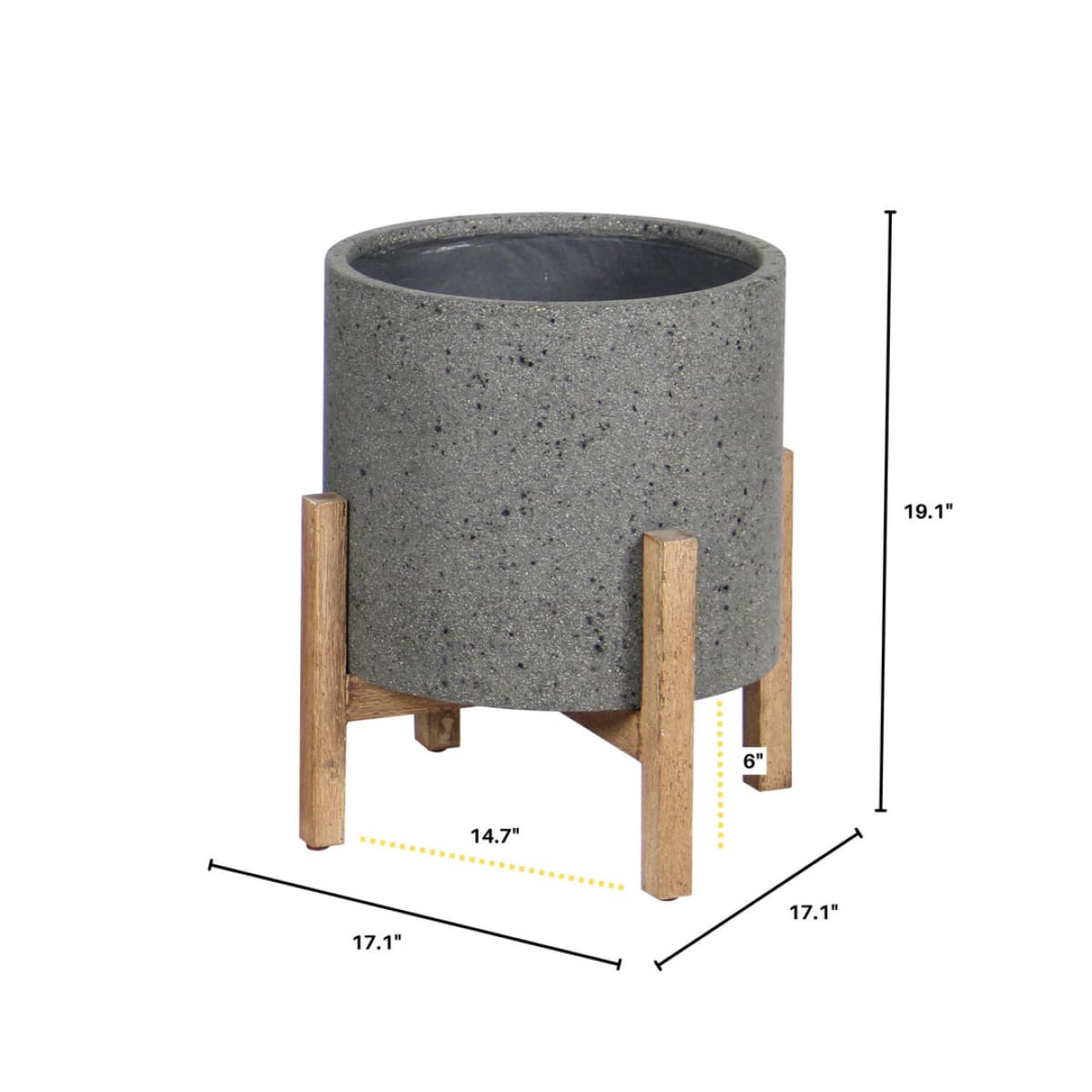 Patio Round Standing Pot - Grey Stone - lh-import-vases