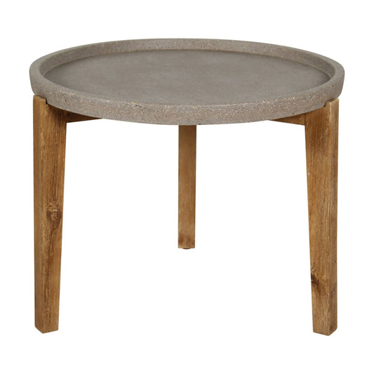 Patio Small Round Garden Table - Brown Stone - lh-import-side-tables