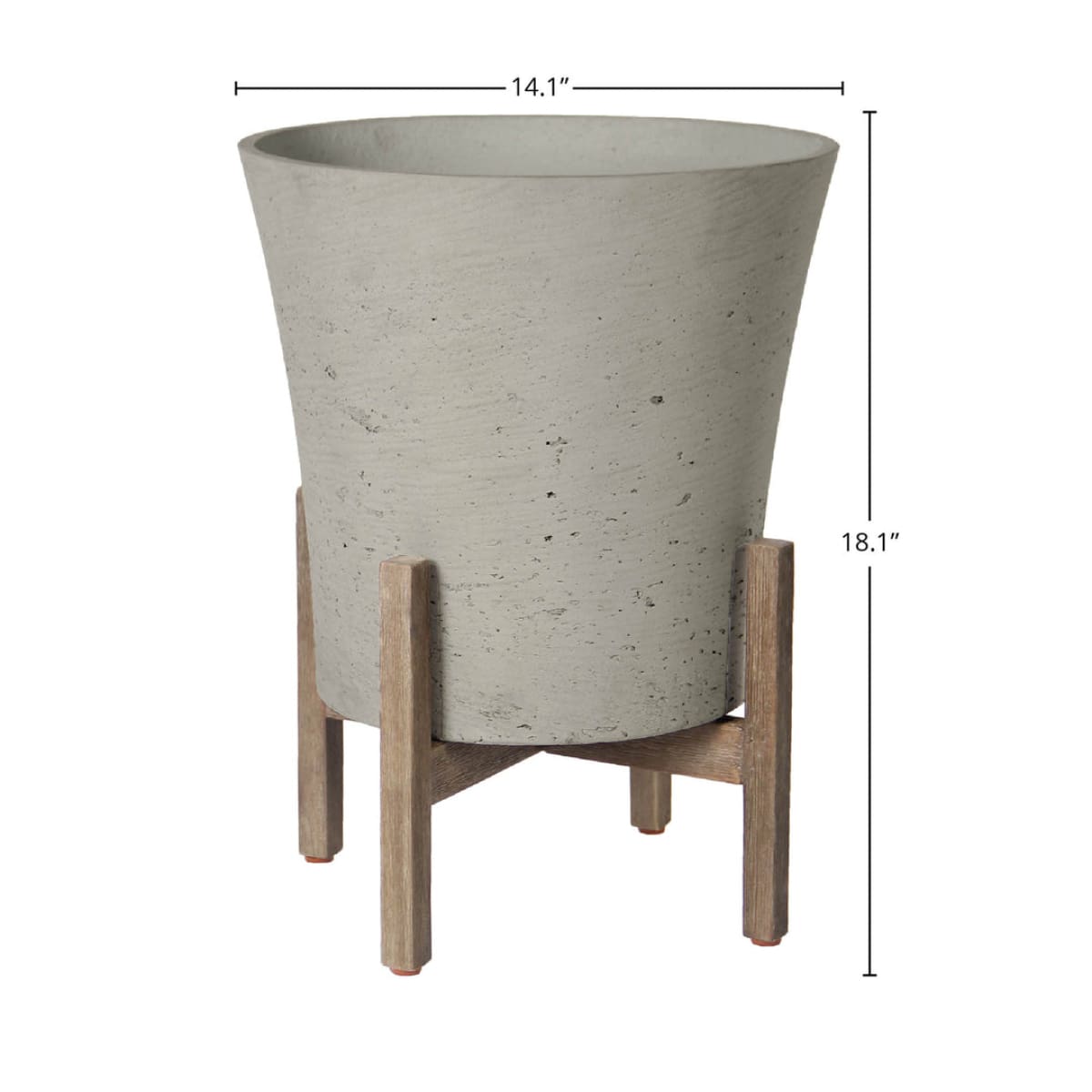 Patio Tapered Medium Standing Pot - Cement Grey - lh-import-vases