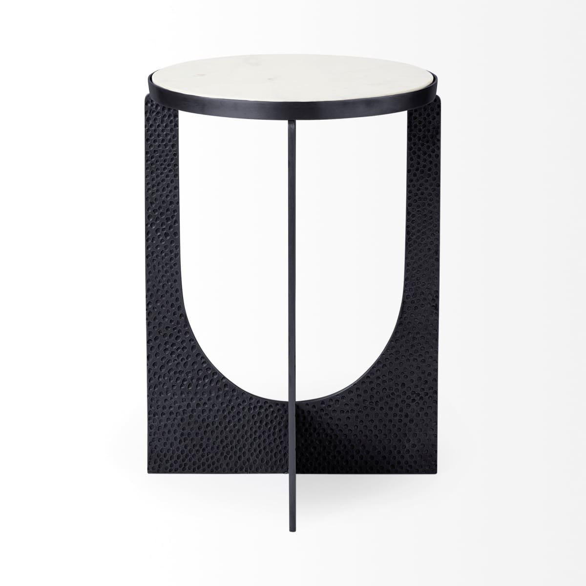 Patrick Accent Table White Marble | Black Metal - accent-tables