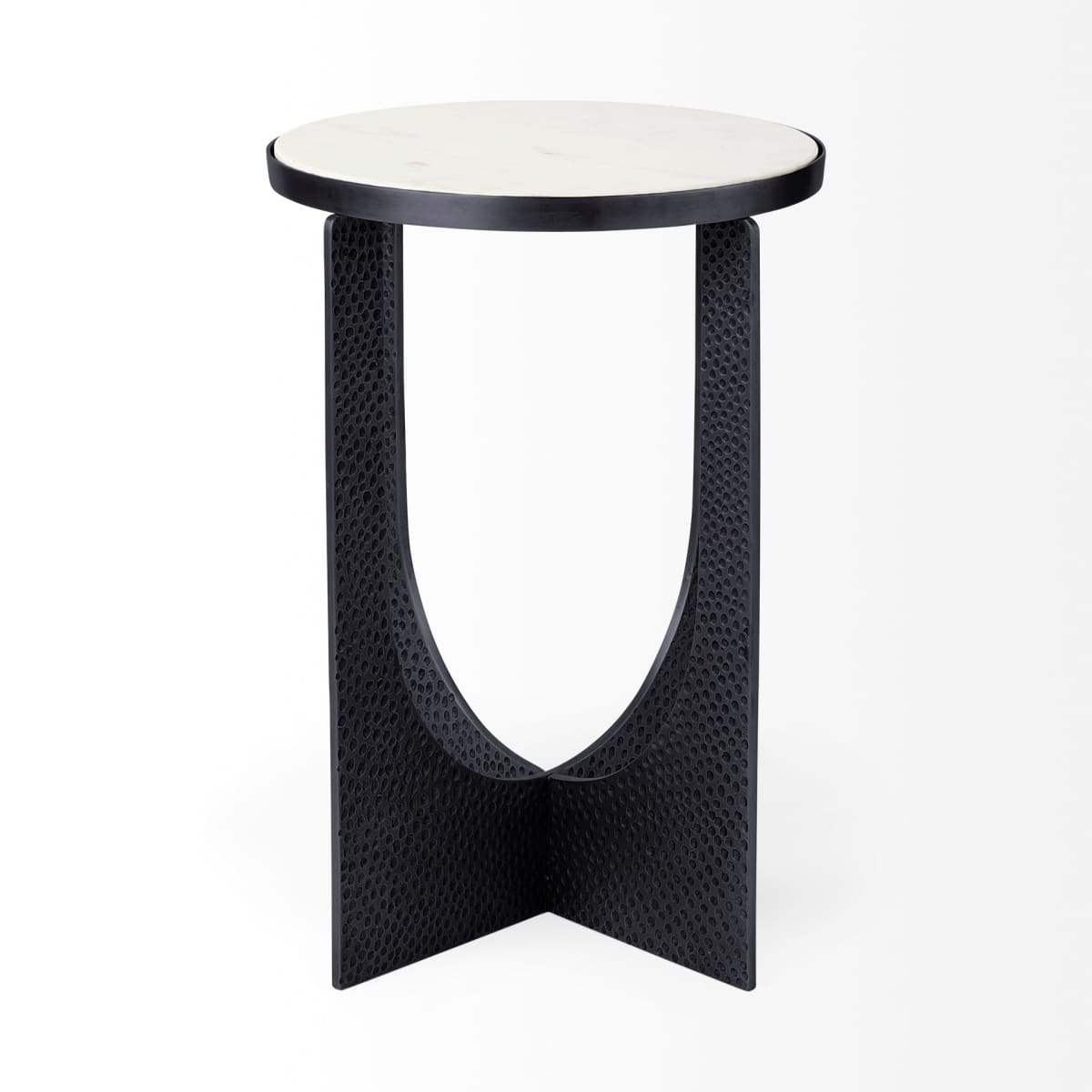 Patrick Accent Table White Marble | Black Metal - accent-tables