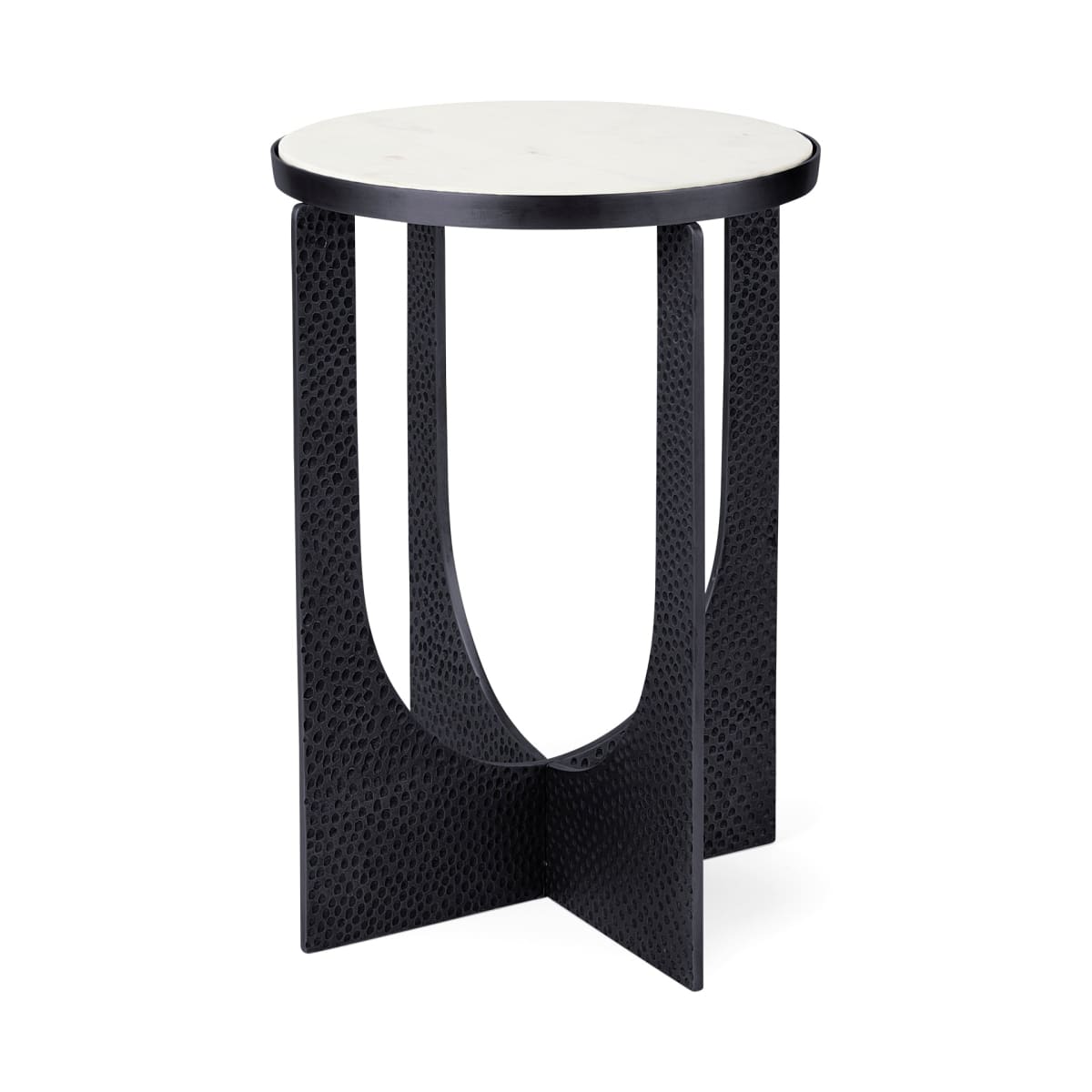 Patrick Accent Table White Marble | Black Metal - accent-tables