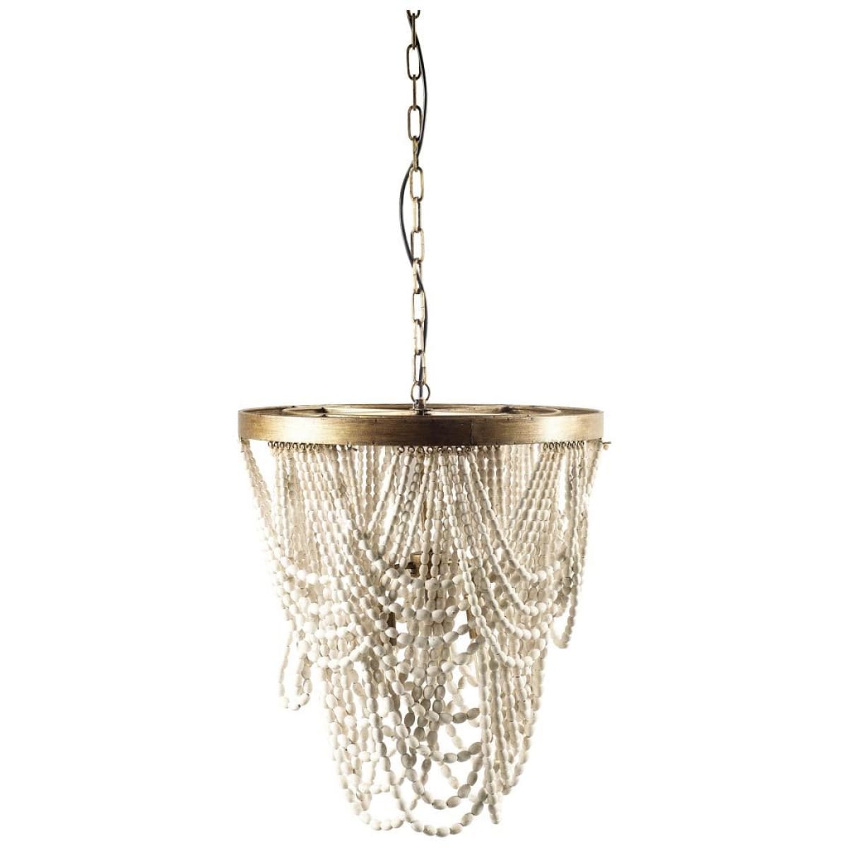 Pendra Chandelier Gold Metal | Whitewashed Wood - chandeliers