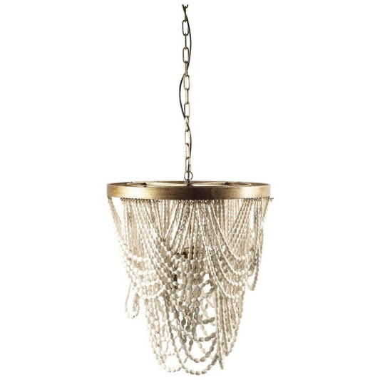 Pendra Chandelier Gold Metal | Whitewashed Wood - chandeliers