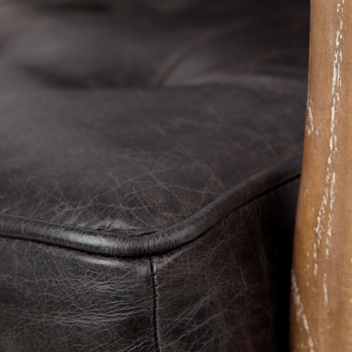 Phineas Accent Chair Black Leather | Brown Wood - accent-chairs