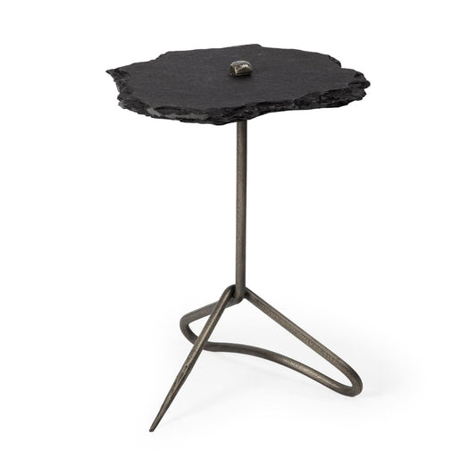 Pinera Accent Table Black Slate | Gold Iron - accent-tables