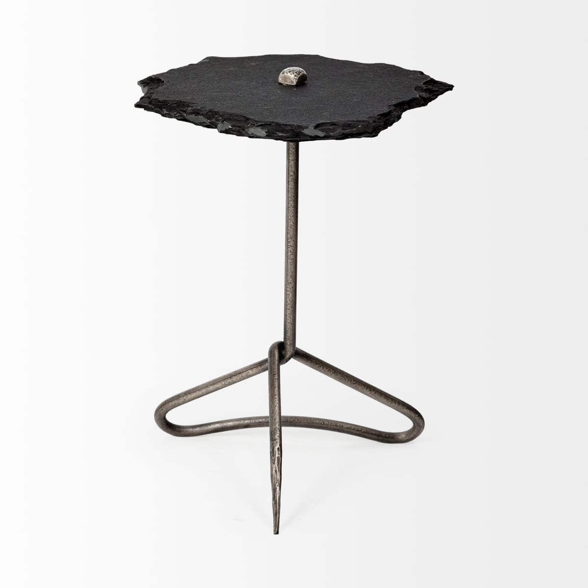 Pinera Accent Table Black Slate | Silver Iron - accent-tables