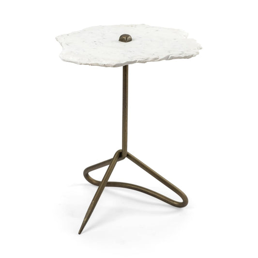 Pinera Accent Table White Marble | Gold Iron - accent-tables