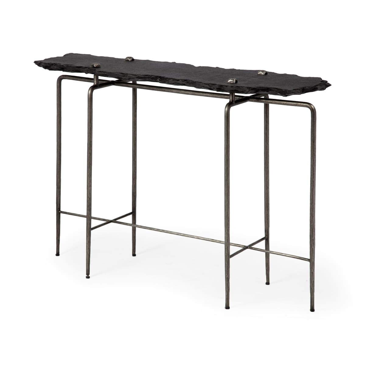 Pinera Console Table Black Slate | Silver Iron - console-tables