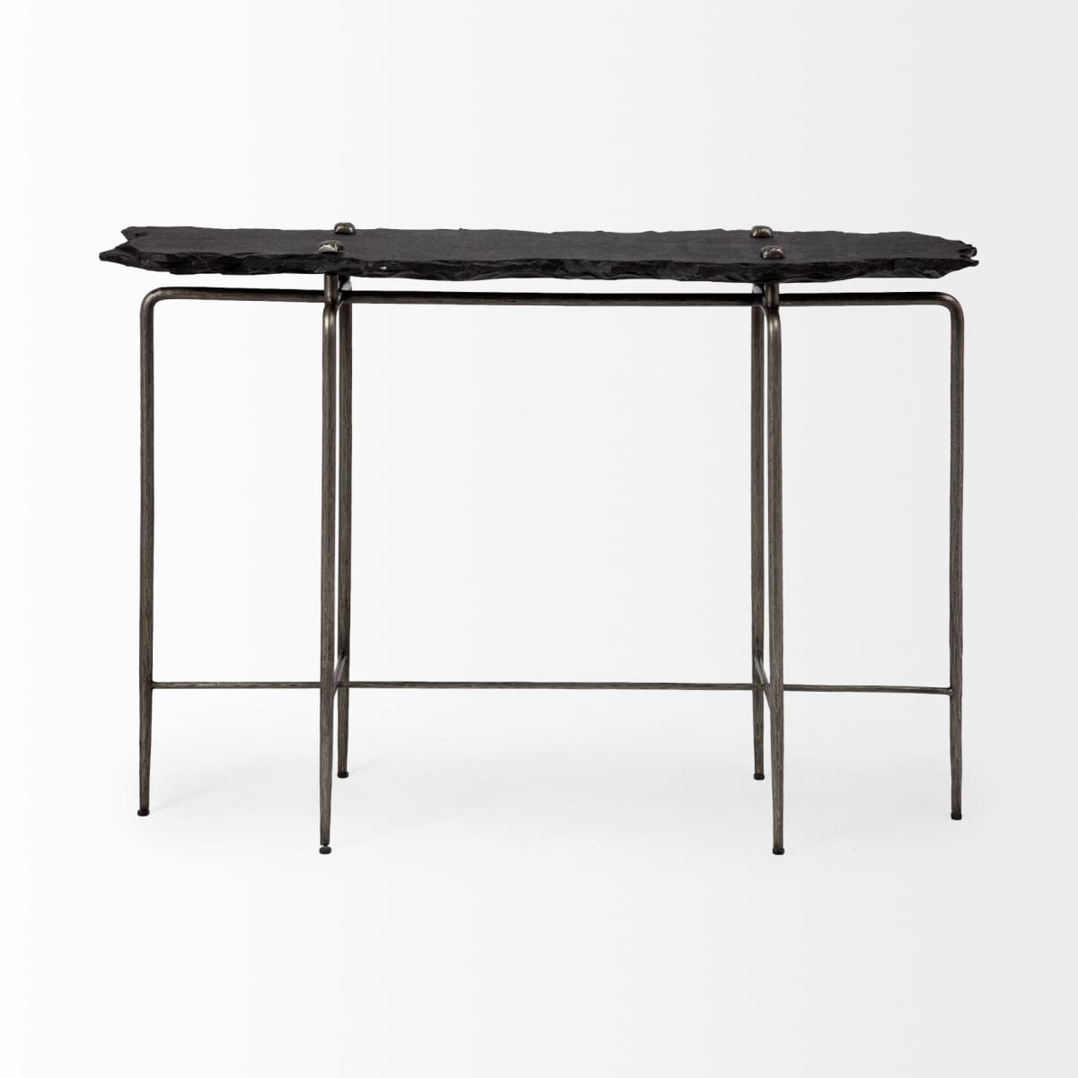 Pinera Console Table Black Slate | Silver Iron - console-tables