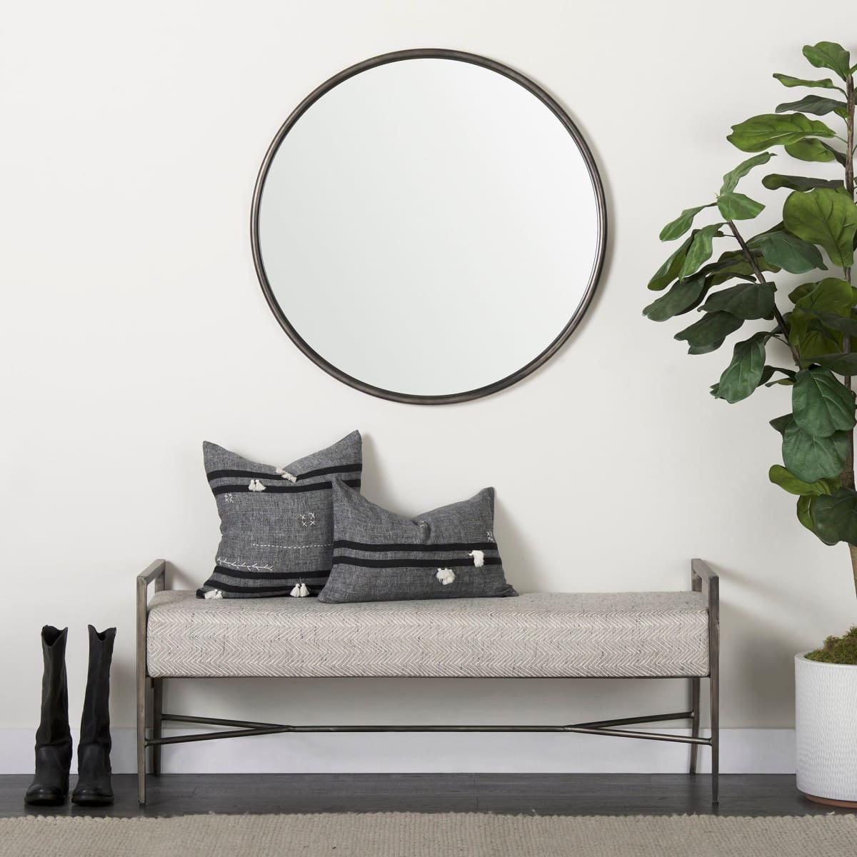 Piper Wall Mirror Black Metal | 36’’ - wall-mirrors-grouped