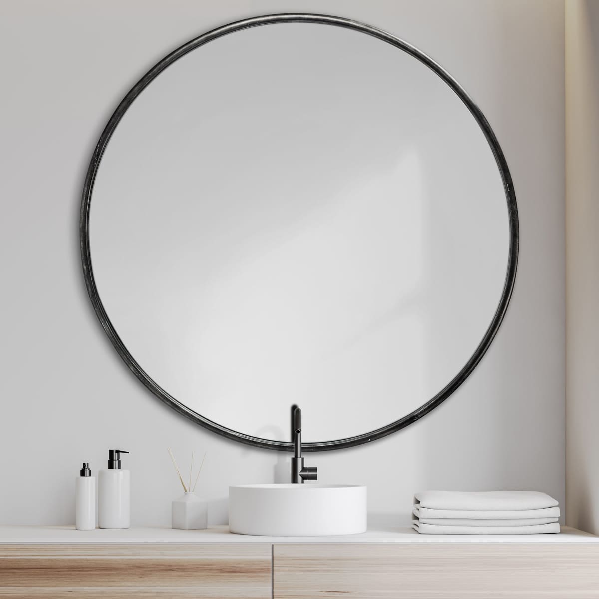 Piper Wall Mirror Black Metal | 47’’ - wall-mirrors-grouped