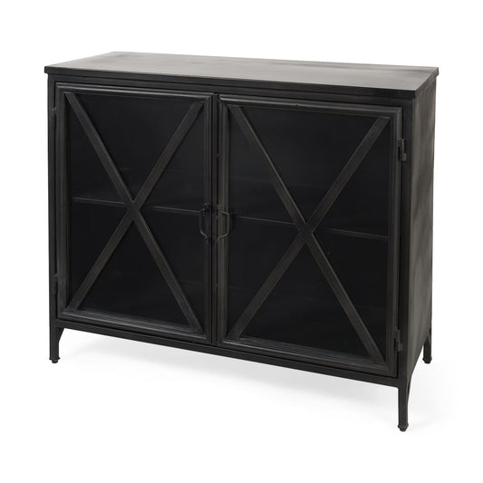 Poppy Accent Cabinet Black Metal | Glass - acc-chest-cabinets