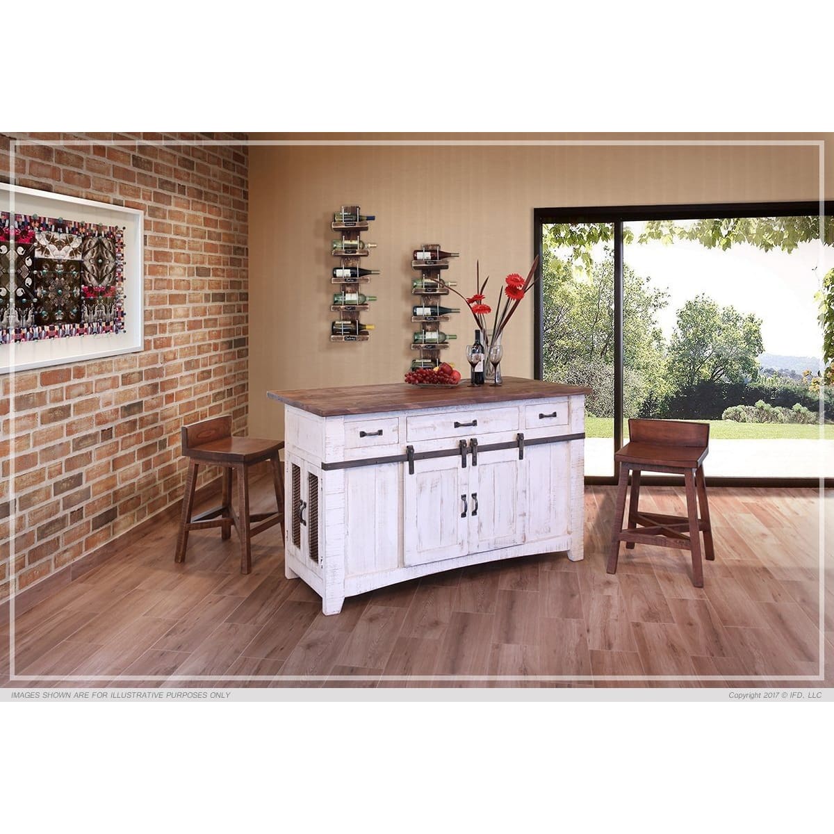 360 Pueblo White Kitchen Island - Kitchen Island