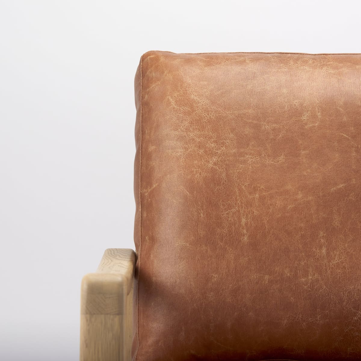 Raeleigh Leather Accent Chair Light Cognac Leather | Brown Wood - accent-chairs
