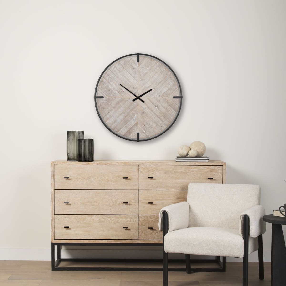 Rani Clock Black Metal | Wood - wall-clocks