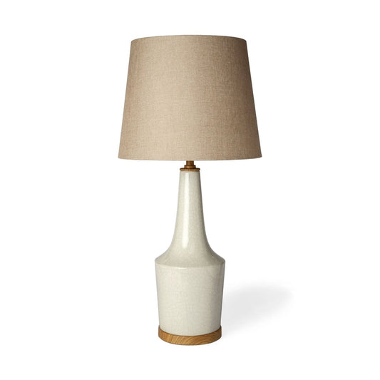 Rebecca Table Lamp White Ceramic | Beige Shade - table-lamps