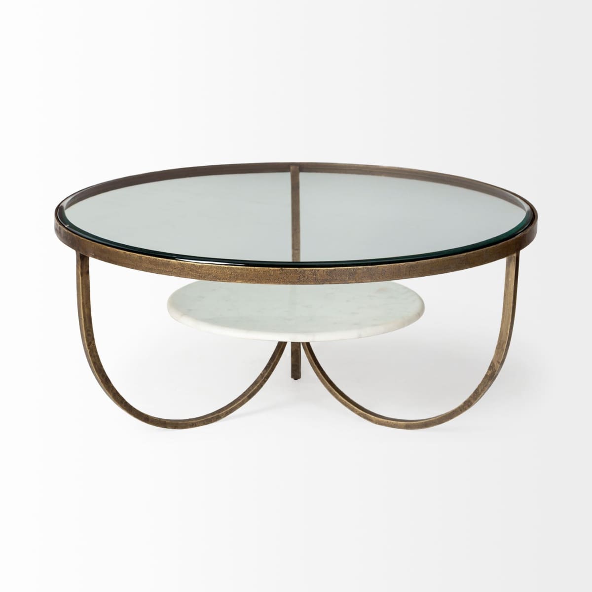 Reinhardt Coffee Table Glass & Marble | Gold Metal - coffee-tables