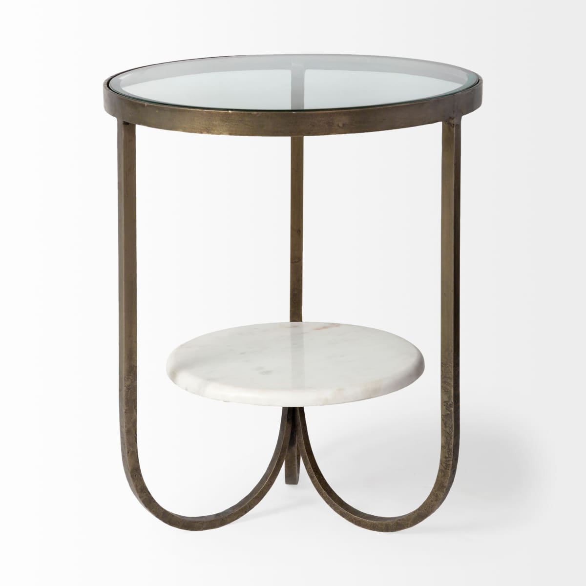 Reinhardt End Side Table Glass & Marble | Gold Metal - end-and-side-tables