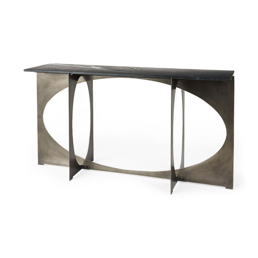 Reinhold Console Table Black Marble | Nickel Metal - console-tables