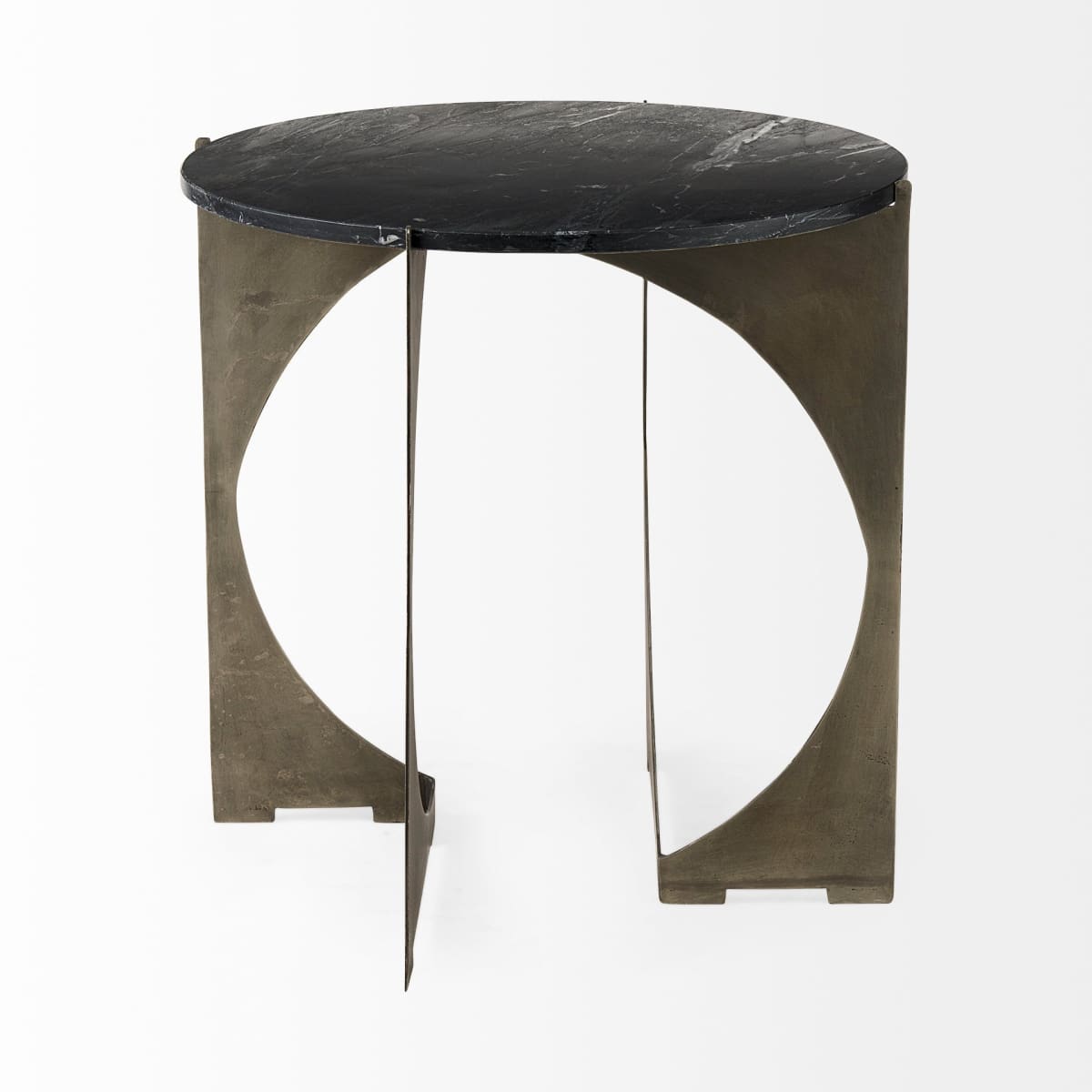 Reinhold End Side Table Black Marble | Nickel Iron - end-and-side-tables