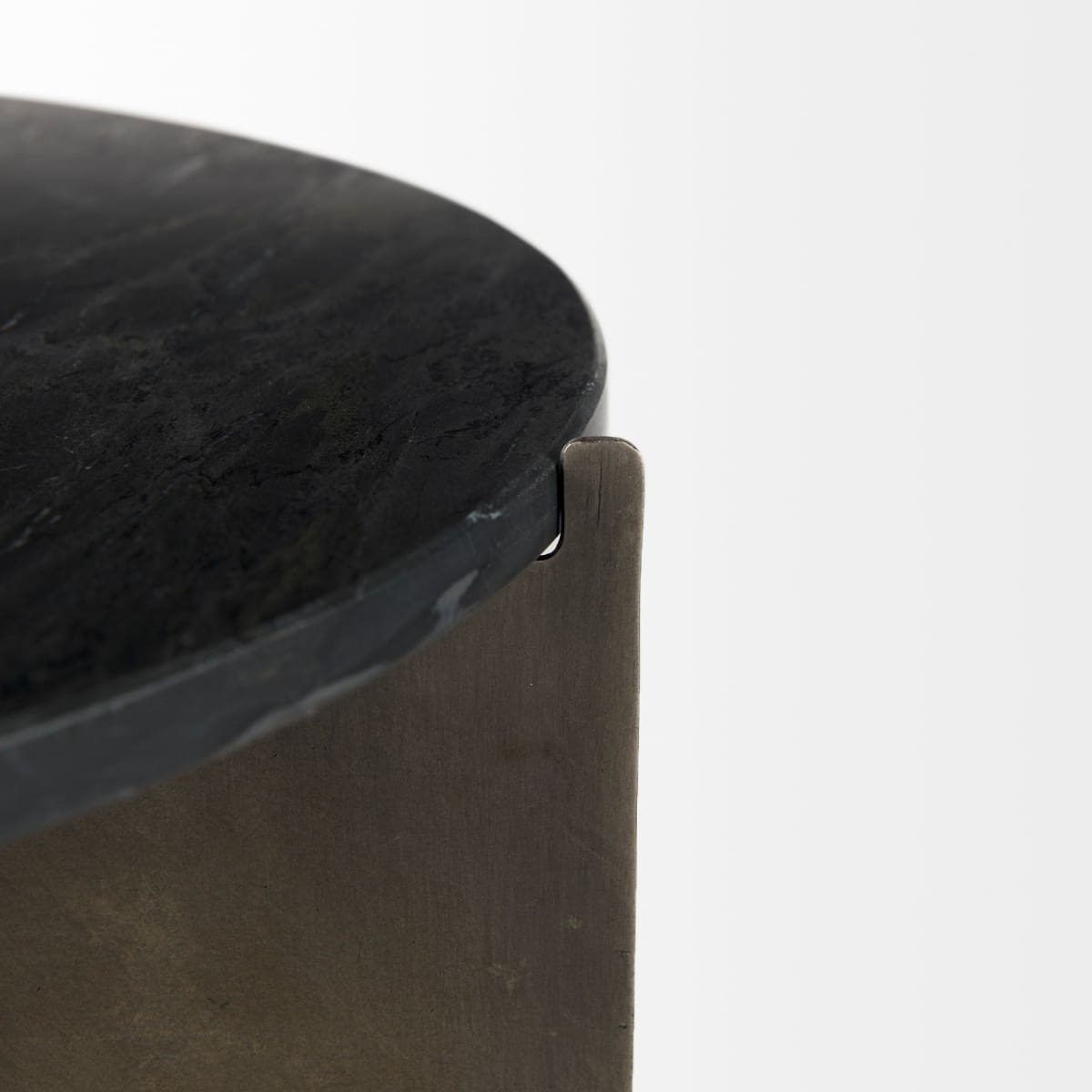 Reinhold End Side Table Black Marble | Nickel Iron - end-and-side-tables