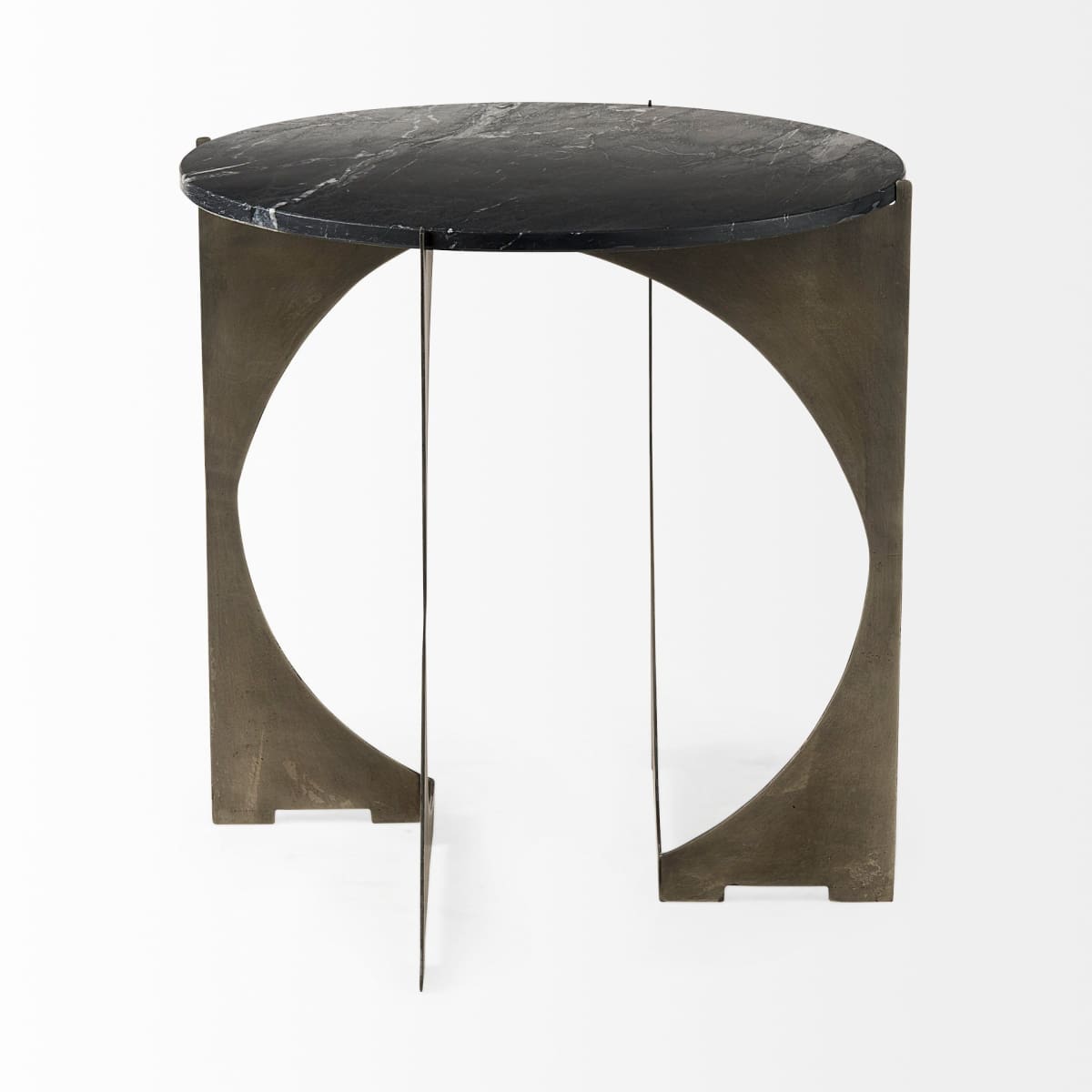 Reinhold End Side Table Black Marble | Nickel Iron - end-and-side-tables