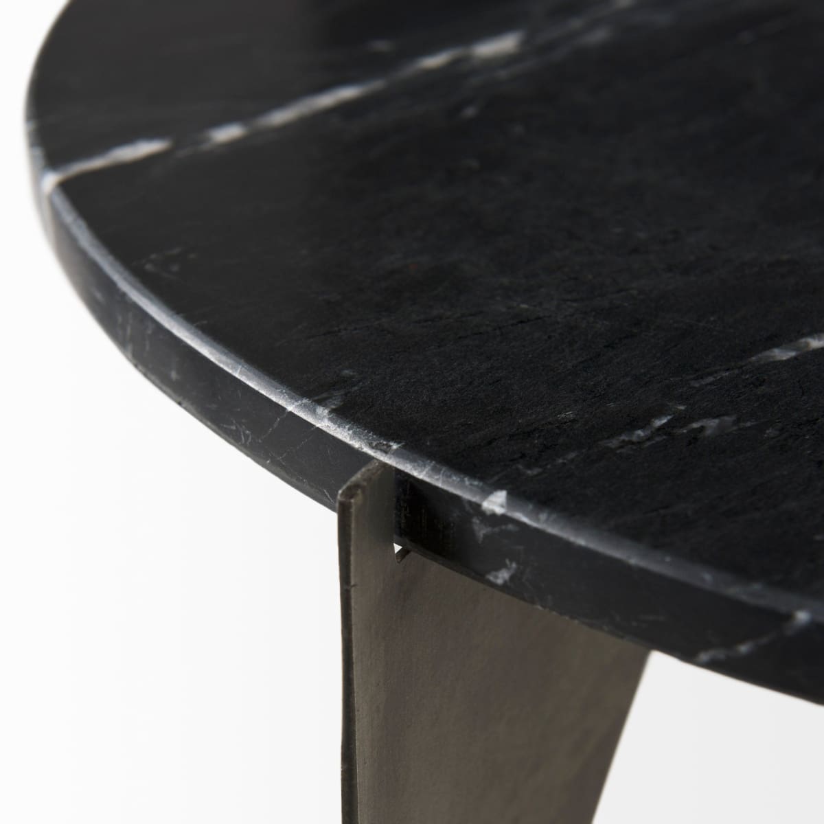 Reinhold End Side Table Black Marble | Nickel Iron - end-and-side-tables