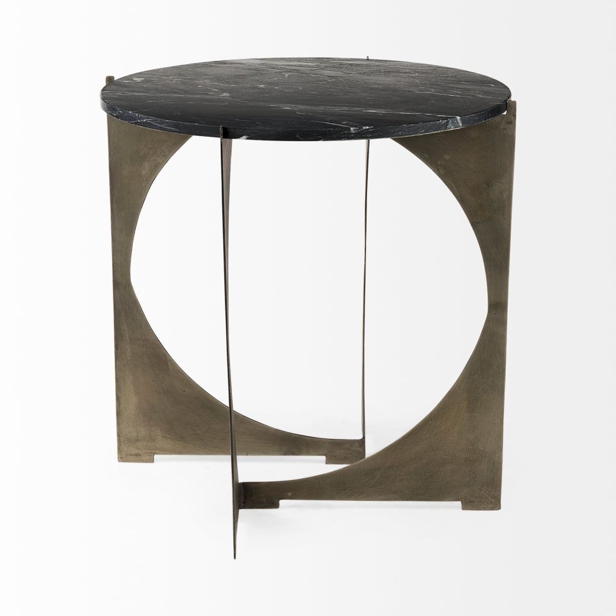 Reinhold End Side Table Black Marble | Nickel Iron - end-and-side-tables