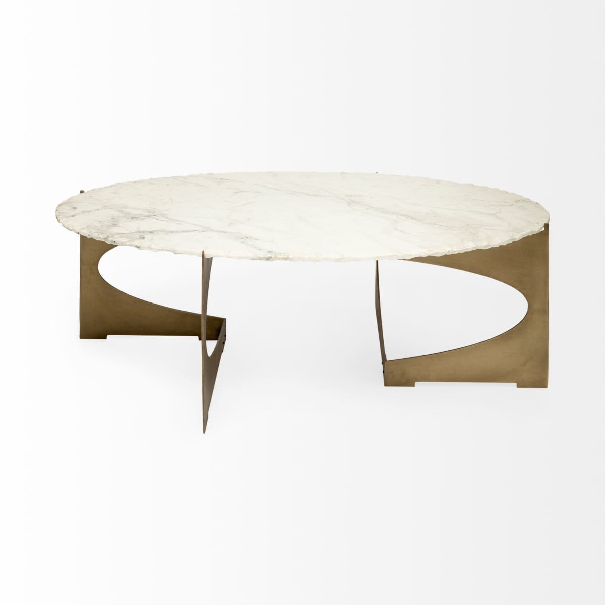 Reinhold Oval Coffee Table White Marble | Gold Metal | Oval - coffee-tables