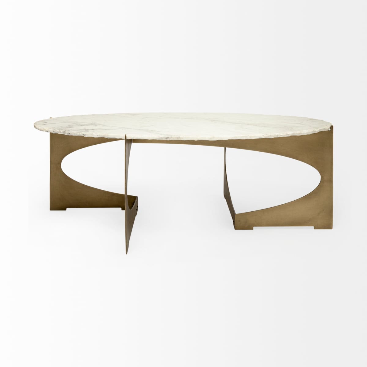 Reinhold Oval Coffee Table White Marble | Gold Metal | Oval - coffee-tables